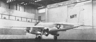 The A-6 prototype showing its downward swiveling jet nozzles. (US Navy)